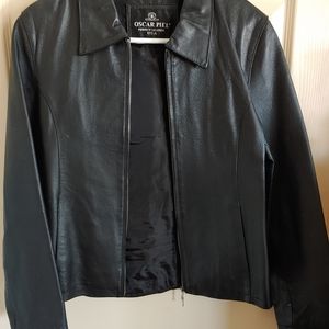 Women's black leather jacket